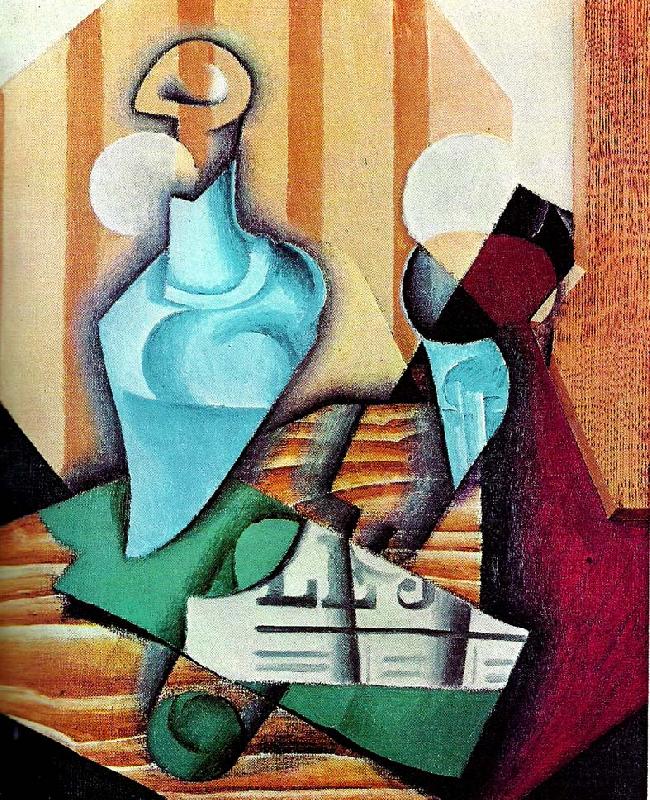 Juan Gris flaska och glas oil painting image